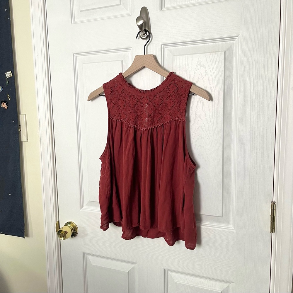 ✧･ﾟrust red boho sleeveless top